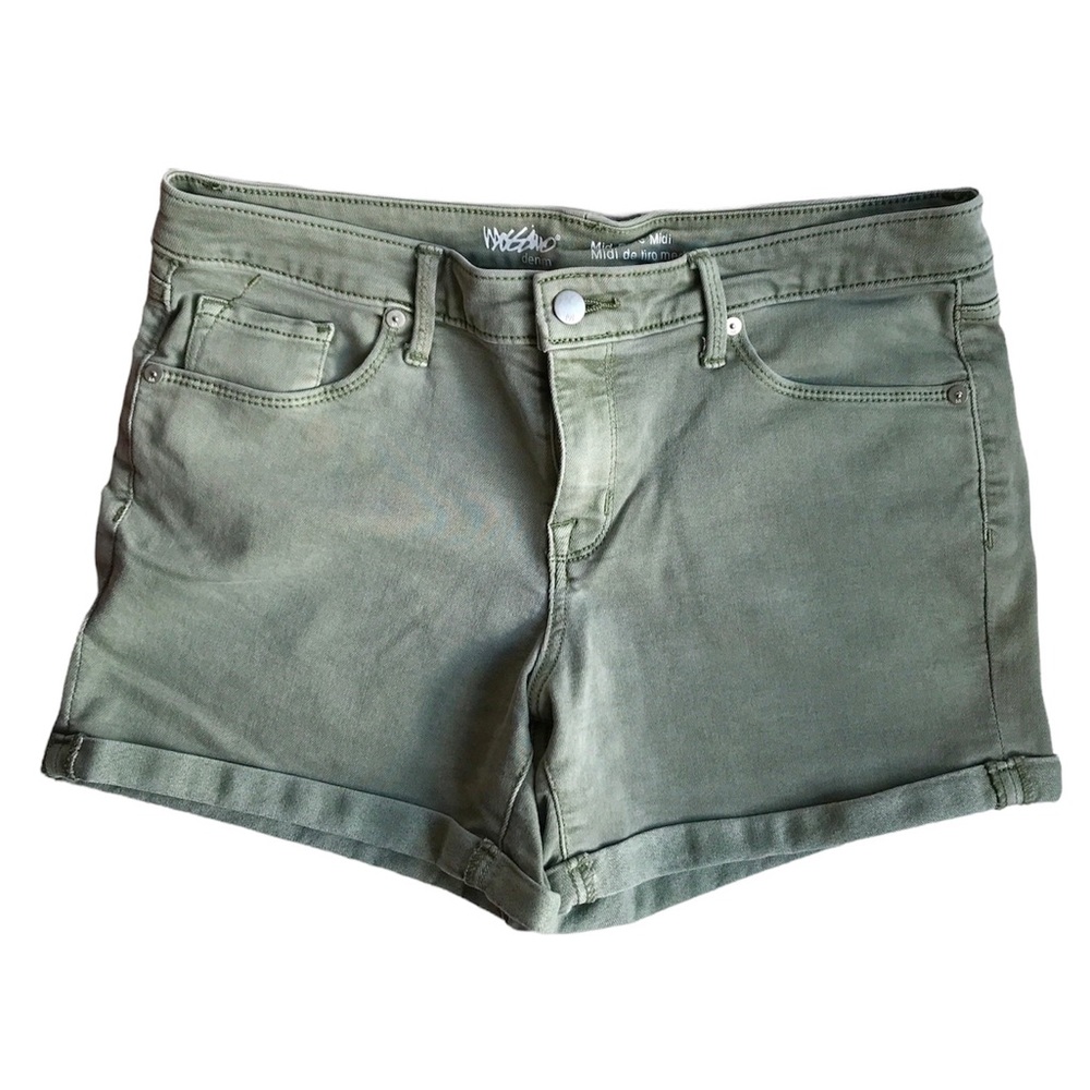 Mossimo denim Mid-Rise Midi Women’s shorts size 10/30R olive green
